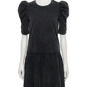 2/$30 SO Junions Size XXL Puff Sleeves Mineral Wash Cotton Mini Dress Black New